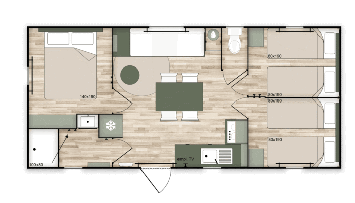 Casa móvil Trigano – 3 dormitorios, 1 baño – Nest 33.3 - Imagen 2