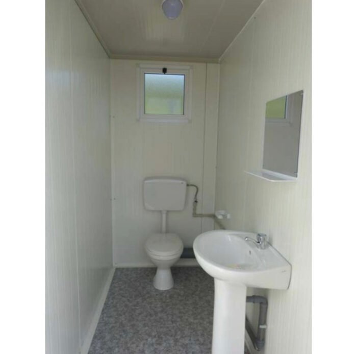 bloque sanitario pmr nuevo con wc pmr, lavabo pmr, wc estándar y lavamanos - Imagen 2
